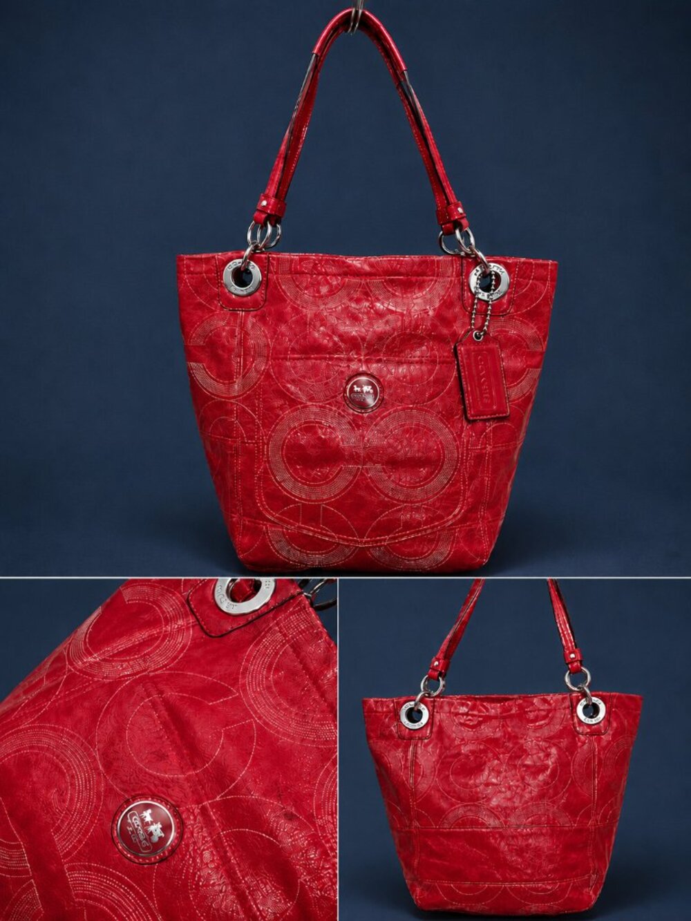 COACH Alex Pink Patent Leather Embossed C Tote Shoulder Bag Handbag Hang Tag - Picture 9 of 16